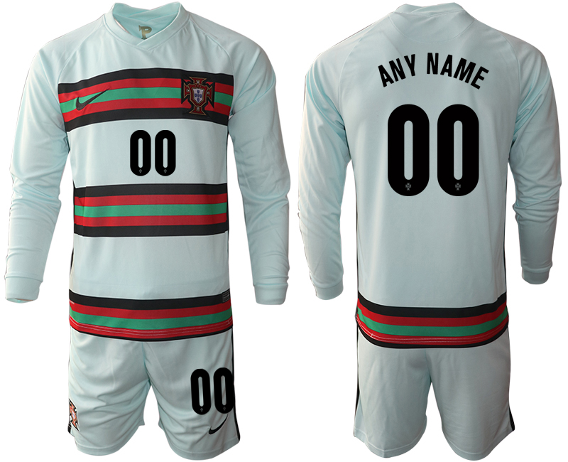 Men 2021 European Cup Portugal away Long sleeve custom soccer jerseys->portugal jersey->Soccer Country Jersey
